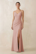 English Rose Cami Strap Chiffon Sheath Bridesmaid Gown | KISSBRIDAL