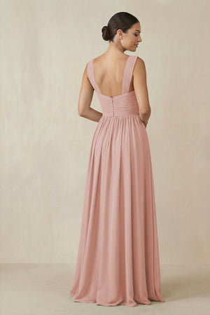 English Rose Chiffon A-Line Pleated Bridesmaid Dress (2) | KISSBRIDAL