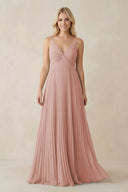 English Rose Pleated V-Neck A-Line Chiffon Bridesmaid Dress | KISSBRIDAL