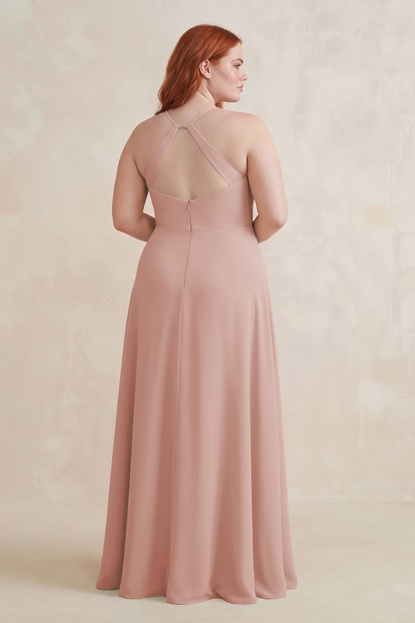 English Rose Ruched Sheath Chiffon Bridesmaid Dress (2) | KISSBRIDAL