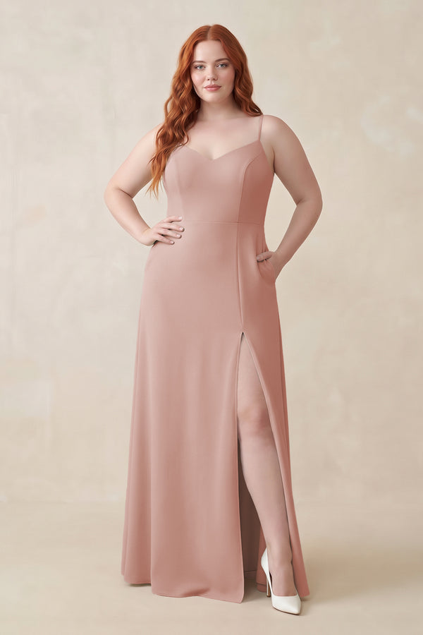 English Rose Ruched Sheath Chiffon Bridesmaid Dress | KISSBRIDAL