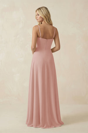English Rose Spaghetti Strap Chiffon A-Line Bridesmaid Dress (2) | KISSBRIDAL