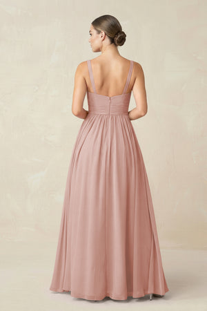 English Rose Sweetheart A-Line Chiffon Bridesmaid Dress with Slit in English Rose (2) | KISSBRIDAL