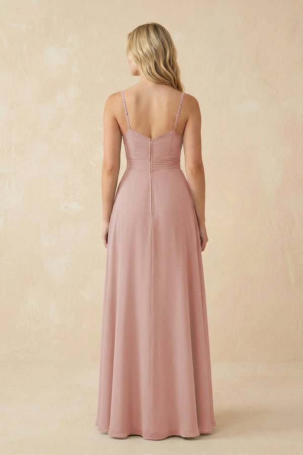 English Rose Sweetheart A-Line Pleated Chiffon Bridesmaid Dress (2) | KISSBRIDAL