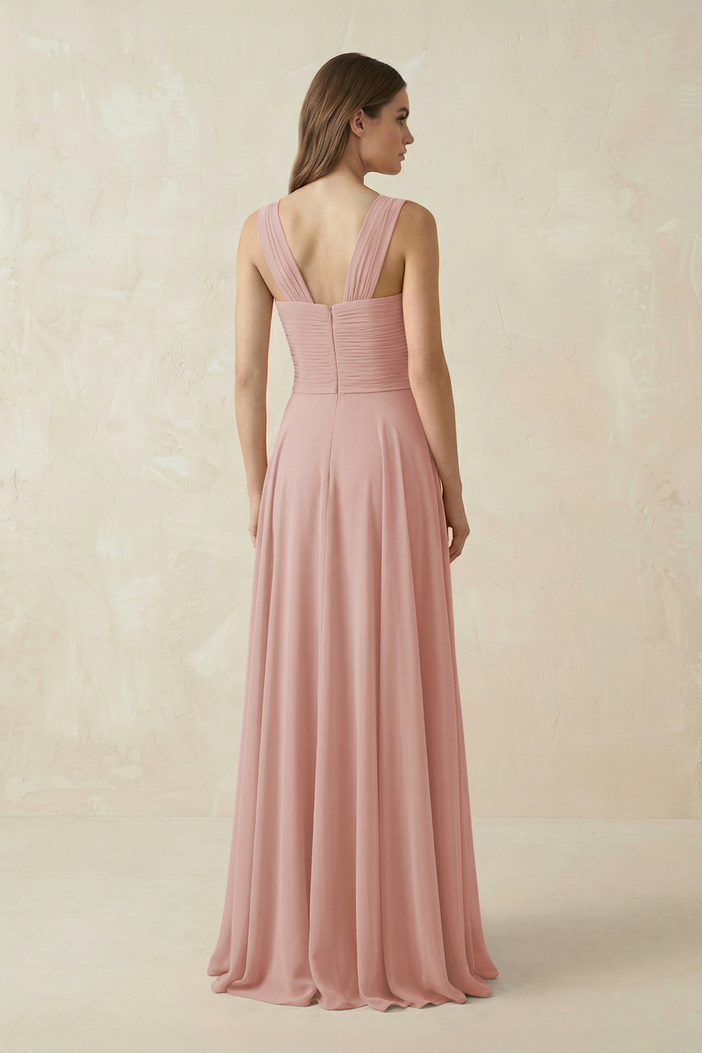 Sweetheart Pleated A-Line Chiffon Bridesmaid Dress in English Rose