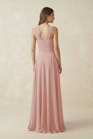 English Rose Sweetheart Pleated A-Line Chiffon Bridesmaid Dress (2) | KISSBRIDAL