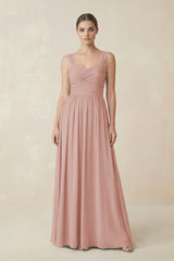 English Rose Sweetheart Pleated Chiffon A-Line Bridesmaid Dress | KISSBRIDAL