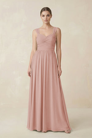 English Rose Sweetheart Pleated Chiffon A-Line Bridesmaid Dress | KISSBRIDAL