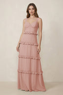 English Rose Sweetheart Tiered A-Line Chiffon Bridesmaid Dress | KISSBRIDAL