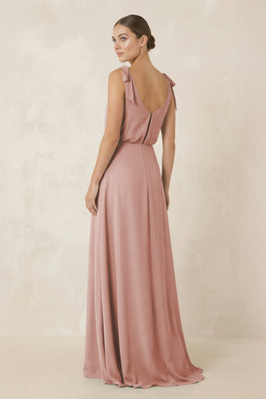 English Rose V-Neck A-Line Chiffon Bridesmaid Dress (2) | KISSBRIDAL