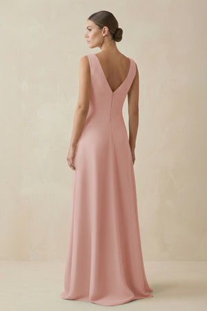 English Rose V-Neck A-Line Chiffon Ruffled Bridesmaid Dress (2) | KISSBRIDAL