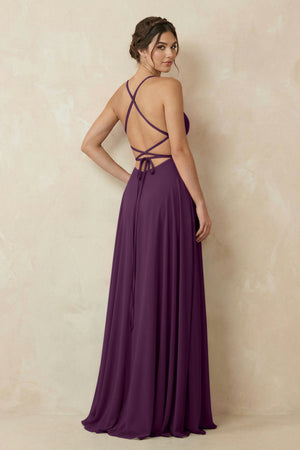 Fig A-Line Chiffon Bridesmaid Dress With Slit (2) | KISSBRIDAL