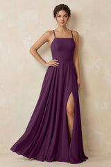 Fig A-Line Chiffon Bridesmaid Dress With Slit | KISSBRIDAL