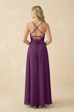 Fig A-Line Chiffon Spaghetti Strap Bridesmaid Dress (2) | KISSBRIDAL