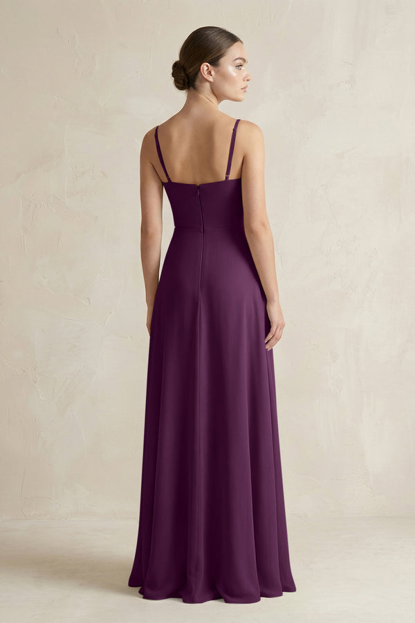 Fig A-Line Chiffon Spaghetti Strap Bridesmaid Dress (2) | KISSBRIDAL
