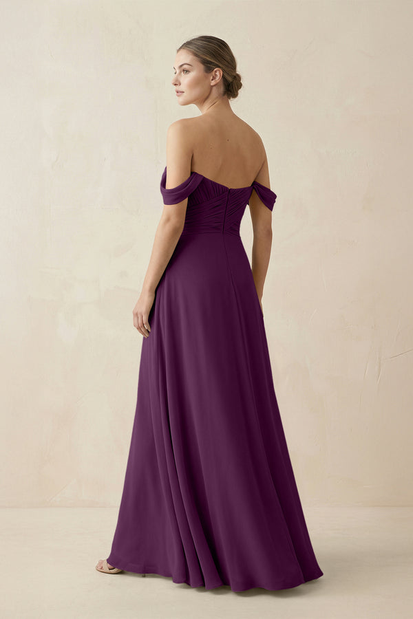 Fig A-Line Off-the-Shoulder Chiffon Bridesmaid Dress (2) | KISSBRIDAL