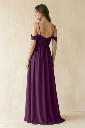 Fig A-Line Off-the-Shoulder Pleated Chiffon Bridesmaid Dress (2) | KISSBRIDAL
