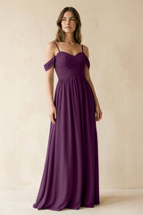Fig A-Line Off-the-Shoulder Pleated Chiffon Bridesmaid Dress | KISSBRIDAL