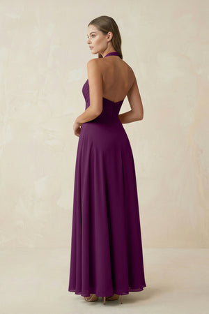 Fig A-Line Pleated Chiffon V-Neck Bridesmaid Dress (2) | KISSBRIDAL