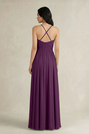 Fig A-Line Pleated Spaghetti Strap Chiffon Bridesmaid Dress (2) | KISSBRIDAL