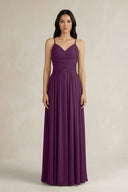 Fig A-Line Pleated Spaghetti Strap Chiffon Bridesmaid Dress | KISSBRIDAL