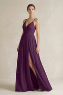 Fig A-Line Spaghetti Strap Chiffon Bridesmaid Dress | KISSBRIDAL
