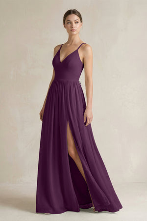 Fig A-Line Spaghetti Strap Chiffon Bridesmaid Dress | KISSBRIDAL