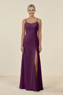 Fig Cami Strap Chiffon Sheath Bridesmaid Gown | KISSBRIDAL