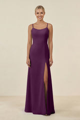 Fig Cami Strap Chiffon Sheath Bridesmaid Gown | KISSBRIDAL