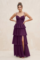 Fig Cami Strap Tiered A-Line Chiffon Bridesmaid Dress | KISSBRIDAL