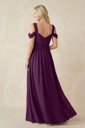 Fig Chiffon A-Line Bridesmaid Dress with Slit (2) | KISSBRIDAL
