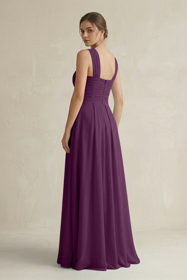 Fig Cross Halter Chiffon A-Line Pleated Bridesmaid Dress (2) | KISSBRIDAL