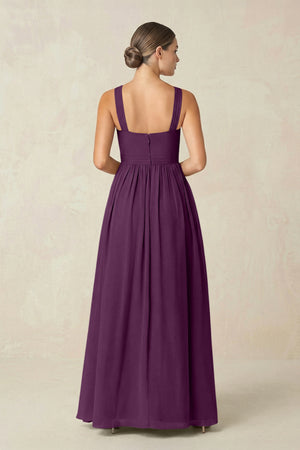 Fig Cross Halter Neck Chiffon A-Line Bridesmaid Dress With Slit (2) | KISSBRIDAL
