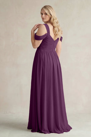 Fig Off-the-Shoulder A-Line Chiffon Bridesmaid Dress With Slit (2) [sizeplus] | KISSBRIDAL