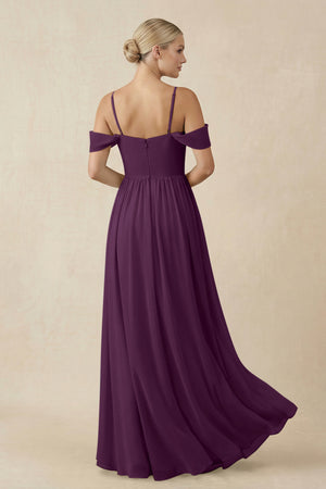 Fig Off-the-Shoulder Sweetheart A-Line Chiffon Bridesmaid Dress (2) | KISSBRIDAL