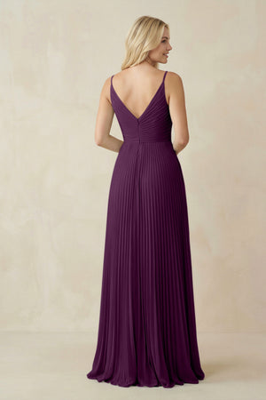 Fig Pleated V-Neck A-Line Chiffon Bridesmaid Dress (2) | KISSBRIDAL