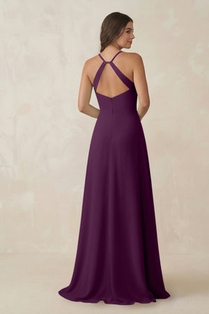 Fig Ruched Sheath Chiffon Bridesmaid Dress (2) | KISSBRIDAL