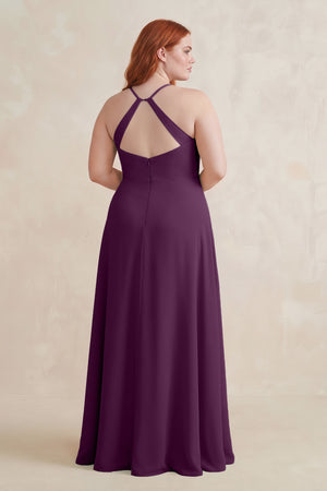 Fig Ruched Sheath Chiffon Bridesmaid Dress (2) [sizeplus] | KISSBRIDAL
