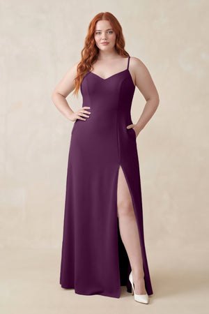 Fig Ruched Sheath Chiffon Bridesmaid Dress [sizeplus] | KISSBRIDAL