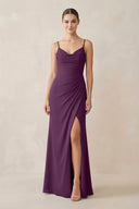 Fig Ruched Sheath Spaghetti Strap Chiffon Bridesmaid Dress | KISSBRIDAL
