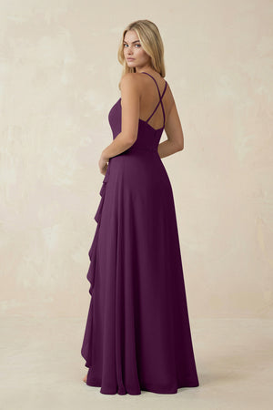 Fig Ruffled Hem A-Line Chiffon Bridesmaid Dress (2) | KISSBRIDAL