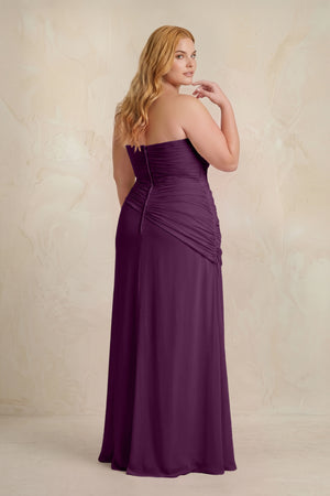 Fig Sheath Chiffon Strapless Pleated Bridesmaid Dress (2) [sizeplus] | KISSBRIDAL