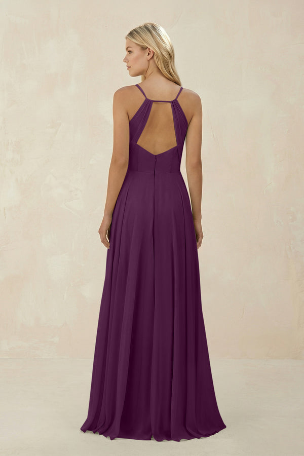 Fig Spaghetti Strap A-Line Chiffon Bridesmaid Dress (2) | KISSBRIDAL