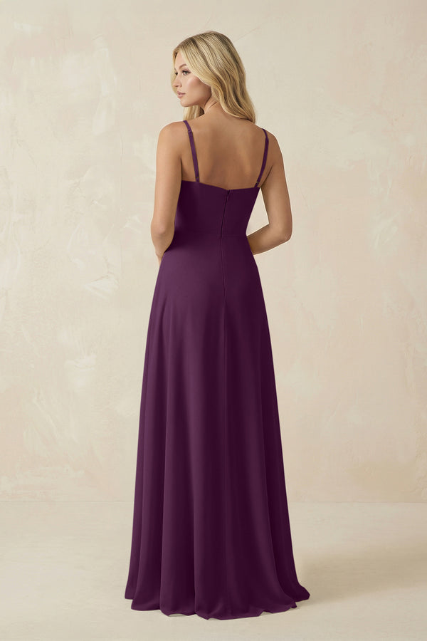 Fig Spaghetti Strap Chiffon A-Line Bridesmaid Dress (2) | KISSBRIDAL