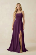 Fig Spaghetti Strap Chiffon A-Line Bridesmaid Dress | KISSBRIDAL