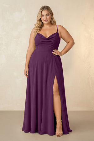 Fig Spaghetti Straps Chiffon A-Line Bridesmaid Dress [sizeplus] | KISSBRIDAL