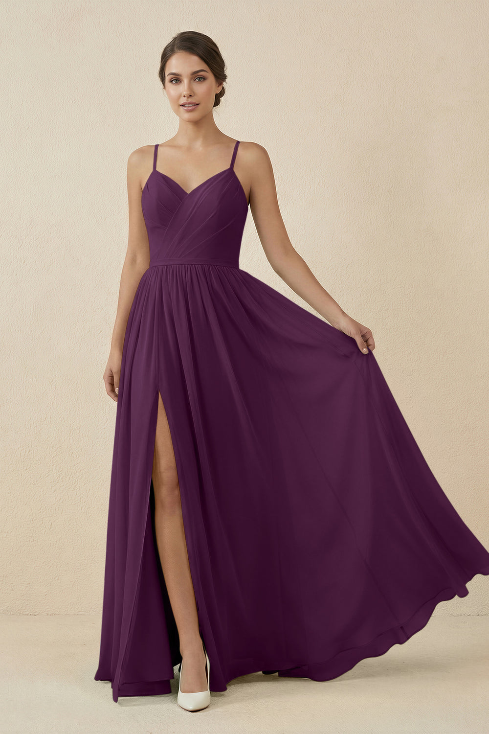 Sweetheart A-Line Chiffon Bridesmaid Dress in Fig