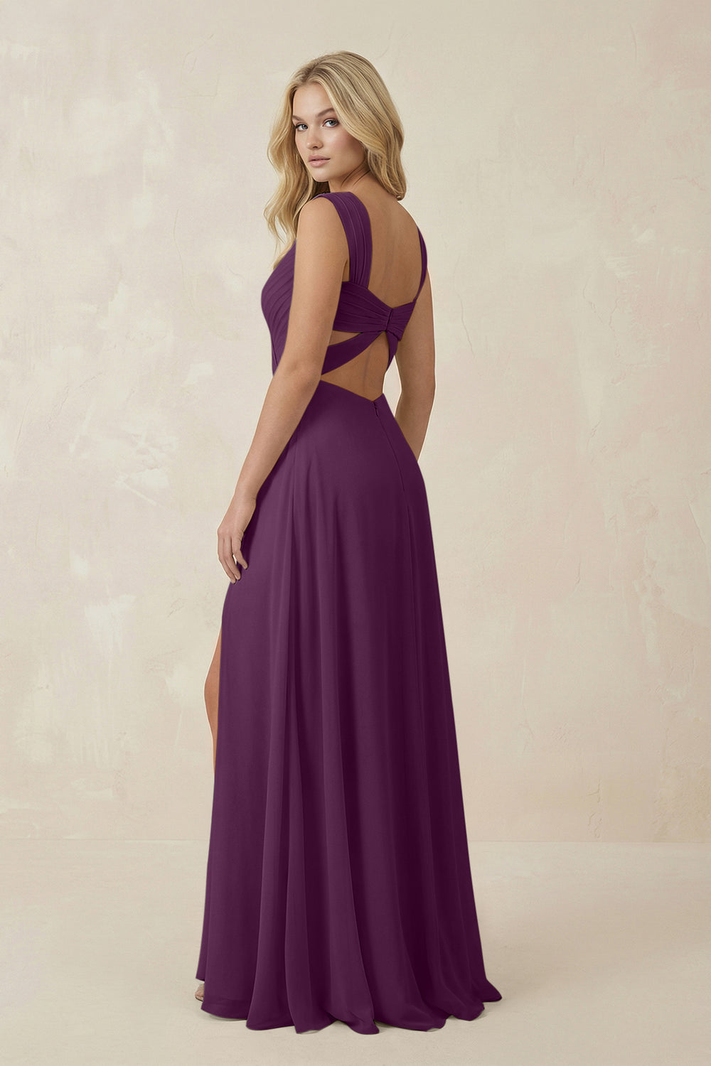 Sweetheart A-Line Chiffon Long Bridesmaid Dress in Fig