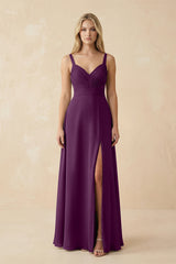Fig Sweetheart A-Line Pleated Chiffon Bridesmaid Dress | KISSBRIDAL