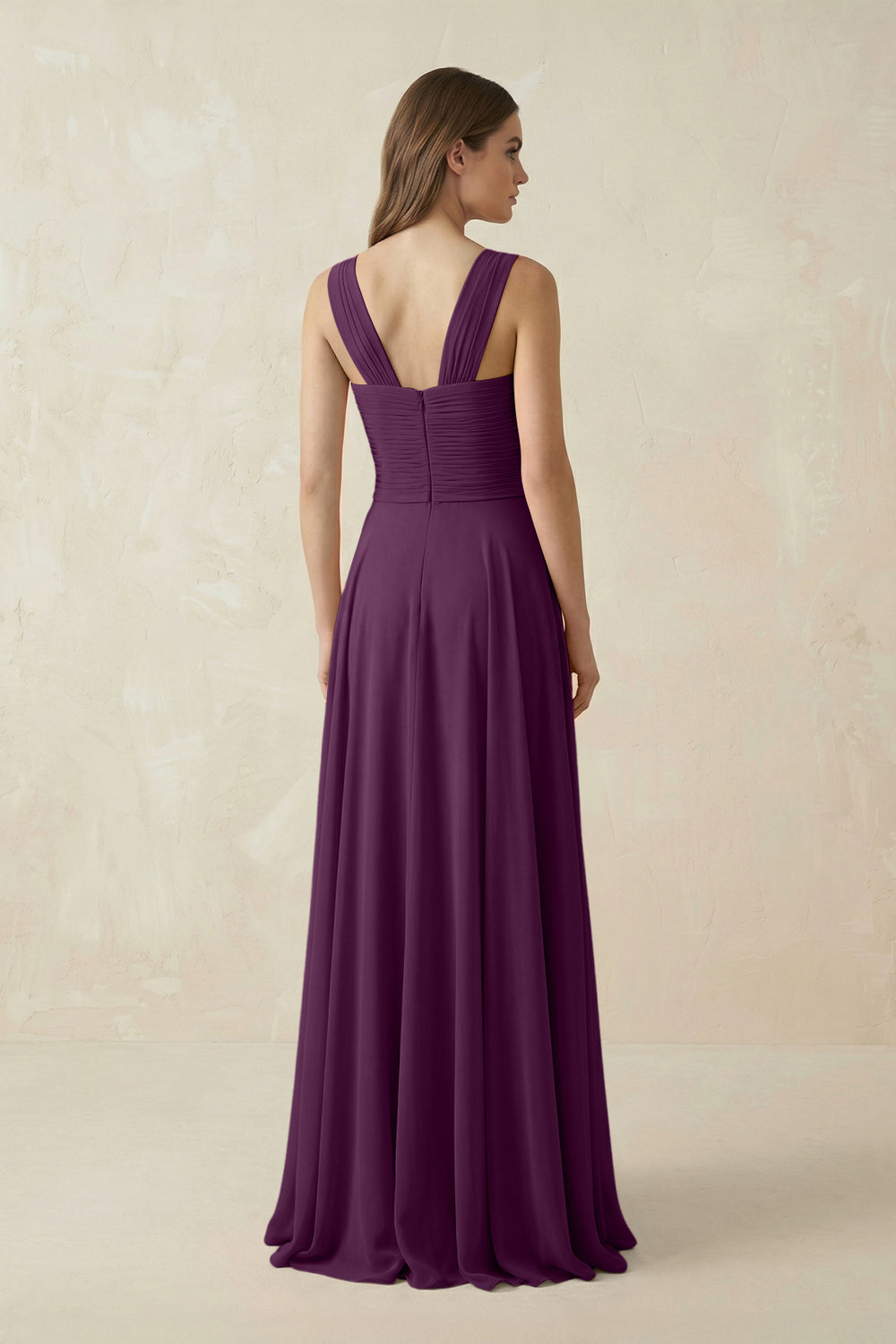 Sweetheart Pleated A-Line Chiffon Bridesmaid Dress in Fig